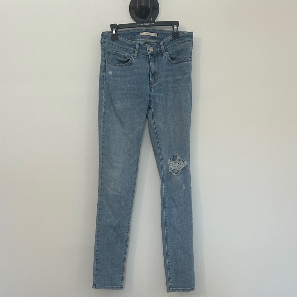 Levi's Light Blue Distressed mid rise Skinny Jeans
